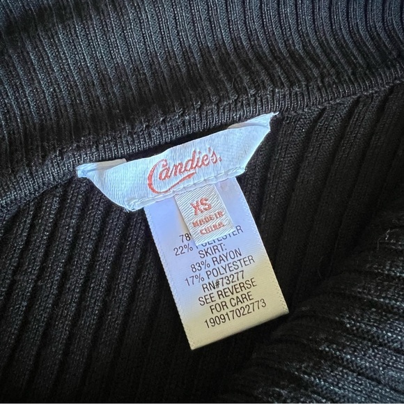 Candie’s Black Knit Midi Dress Fit & Flare Long Sleeve V Neck - Picture 9 of 10